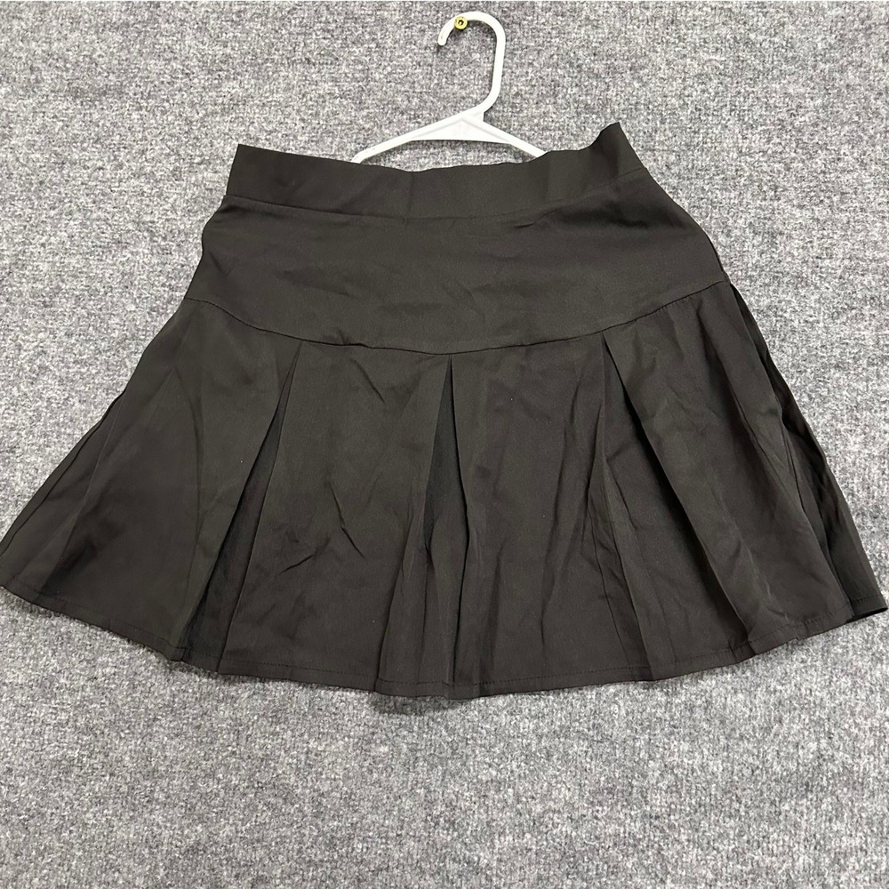 Romwe Skirt Womens Size M Black Pleated Mini High Waisted Preppy School Girl
